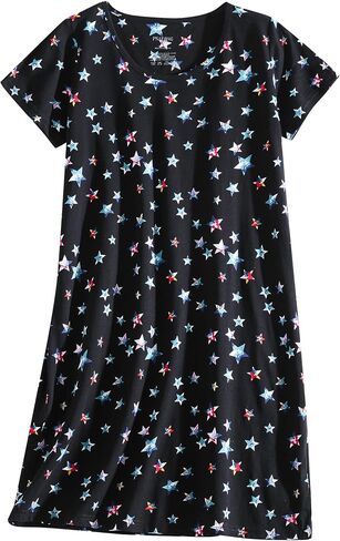 PNAEONG Women's Cotton Nightgown Sleepwear Short Sleeves Shirt Casual Print Sleepdress in Kuwait