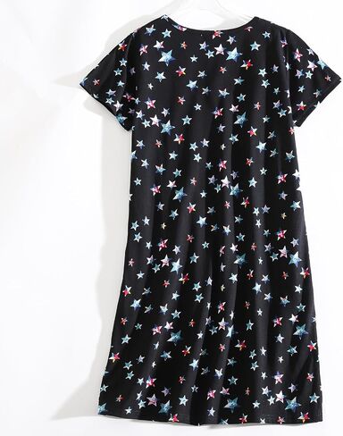 PNAEONG Women's Cotton Nightgown Sleepwear Short Sleeves Shirt Casual Print Sleepdress in Kuwait