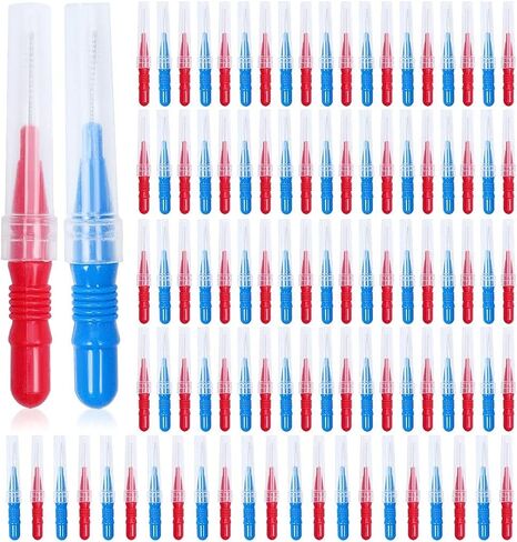 50 Pieces Interdental Brush,Toothpicks Tooth Flossing Head Oral Dental Hygiene Brush,Teeth Cleaner Dental Floss Stick Tooth Cleaning Tool in Kuwait