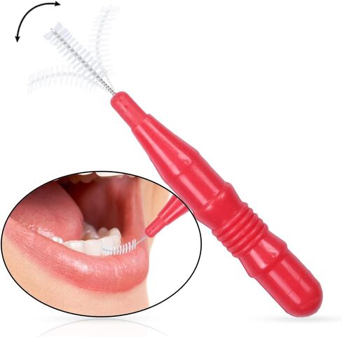 50 Pieces Interdental Brush,Toothpicks Tooth Flossing Head Oral Dental Hygiene Brush,Teeth Cleaner Dental Floss Stick Tooth Cleaning Tool in Kuwait