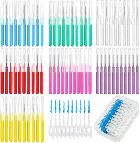 50 Pieces Interdental Brush,Toothpicks Tooth Flossing Head Oral Dental Hygiene Brush,Teeth Cleaner Dental Floss Stick Tooth Cleaning Tool in Kuwait