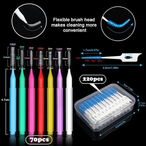 50 Pieces Interdental Brush,Toothpicks Tooth Flossing Head Oral Dental Hygiene Brush,Teeth Cleaner Dental Floss Stick Tooth Cleaning Tool in Kuwait