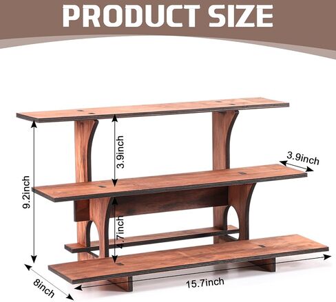 3-Tier Retail Table Display Stand Portable Retail Wooden Display Riser Straight Display Racks for Craft Shows Farmers Markets Countertop Cupcakes Jewelry Small Products Display (Black,1 Pack) in Saudi Arabia