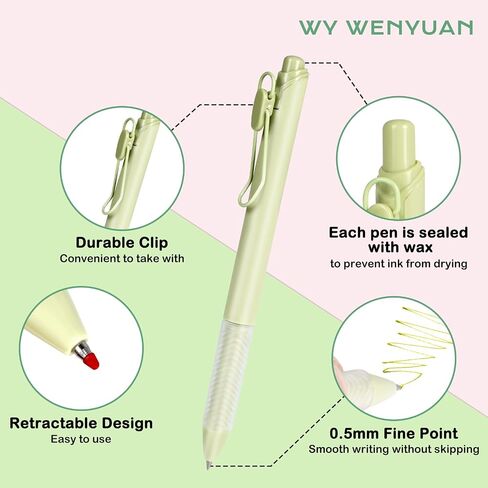 أقلام جل WY WENYUAN، 12 قطعة من أقلام الحبر الأسود، أقلام كتابة ناعمة ذات نقاط دقيقة، أقلام باستيل لتدوين الملاحظات اليومية، هدايا لطيفة للوازم المدرسية المكتبية للرجال والنساء in Kuwait