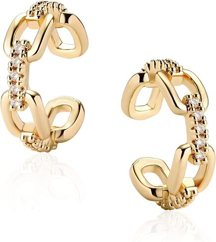 Fettero المرأة أقراط الأذن الكفة الذهب غير مثقوب الغضروف كليب على التفاف مفتوحة هوب 14K مطلية بالذهب لذيذ الحد الأدنى بسيط بوهو هيبوالرجينيك صغيرة لطيف مجوهرات هدية للنساء in Kuwait