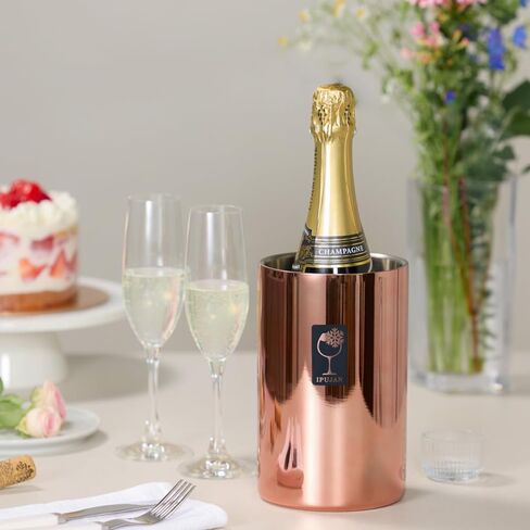 IPUJAN Wine Chiller Bucket with Stainless Ice Stone - Champagne Bucket for 750ml Single Bottle Cold up to 5 Hours - Iceless Insulated Double Walled White Wine Cooler Bucket in Saudi Arabia