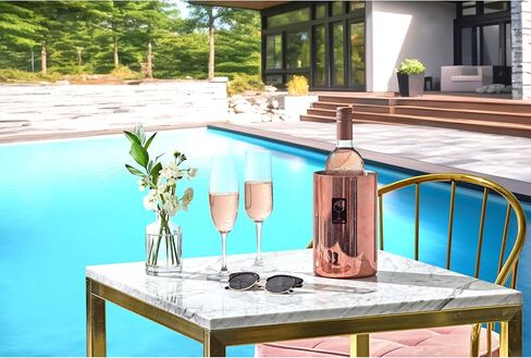 IPUJAN Wine Chiller Bucket with Stainless Ice Stone - Champagne Bucket for 750ml Single Bottle Cold up to 5 Hours - Iceless Insulated Double Walled White Wine Cooler Bucket in Saudi Arabia