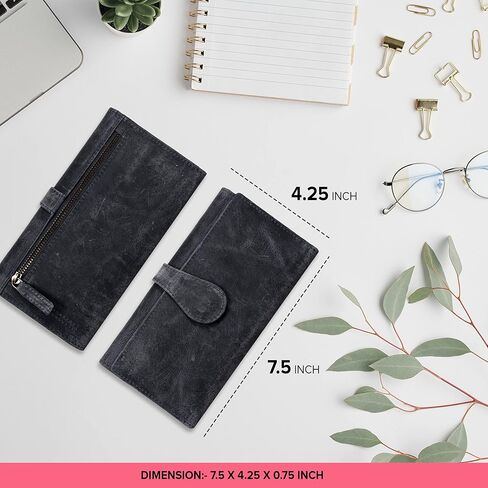 محفظة نسائية من الجلد الحقيقي مع خاصية حجب RFID - حامل بطاقات ثلاثي الطي مصمم للسيدات مع محافظ نافذة لبطاقة الهوية in Kuwait