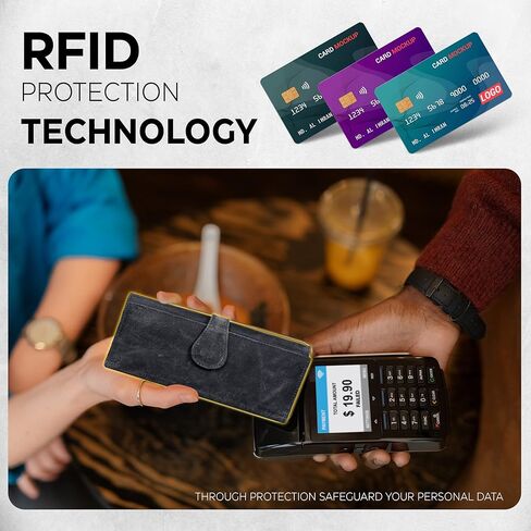 محفظة نسائية من الجلد الحقيقي مع خاصية حجب RFID - حامل بطاقات ثلاثي الطي مصمم للسيدات مع محافظ نافذة لبطاقة الهوية in Kuwait