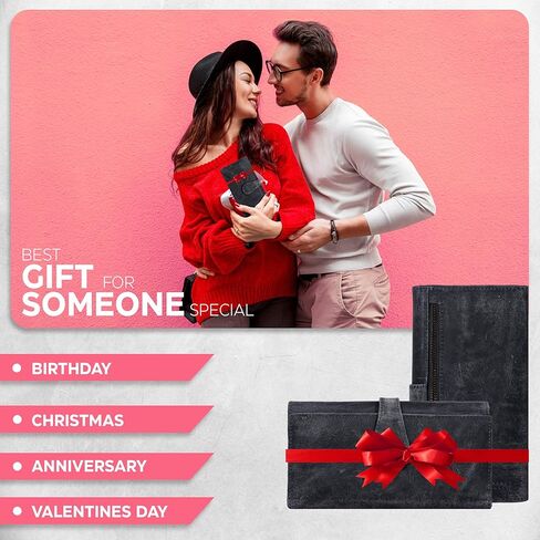 محفظة نسائية من الجلد الحقيقي مع خاصية حجب RFID - حامل بطاقات ثلاثي الطي مصمم للسيدات مع محافظ نافذة لبطاقة الهوية in Kuwait