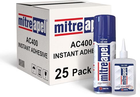 غراء MITREAPEL Ca مع منشط (2 × 3.5 أونصة - 2 × 13.5 أونصة سائلة)، غراء Ca لأعمال النجارة، غراء Cyanoacrylate ومنشط للخشب والبلاستيك والمعادن والجلود والسيراميك والحرف - رابطة فورية - عبوتان in Kuwait