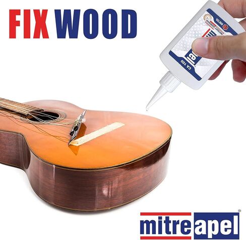 غراء MITREAPEL Ca مع منشط (2 × 3.5 أونصة - 2 × 13.5 أونصة سائلة)، غراء Ca لأعمال النجارة، غراء Cyanoacrylate ومنشط للخشب والبلاستيك والمعادن والجلود والسيراميك والحرف - رابطة فورية - عبوتان in Kuwait