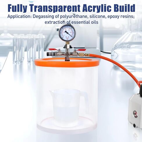 BACOENG 2.8 QT Glass Pyrex Vacuum and Degassing Chamber with Acrylic Lid Perfect for Degassing Silicones, Epoxies and Essential Oils in Kuwait