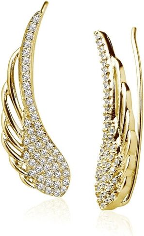 أقراط من الفضة الإسترليني المكعبة من الزركونيا وأجنحة الملاك والأذن على شكل خطاف متسلق متسلق للنساء والفتيات، 3 خيارات in Kuwait