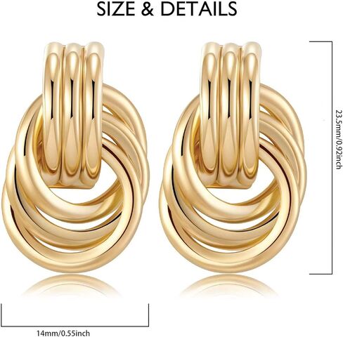 shinelab Gold Hoop Earrings for Women Twisted Huggie 14K Gold Plated Chunky Earrings Wavy Geometric Hoop Trendy Earrings Jewelry Gift for Girls in Kuwait