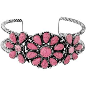 Rosemarie & Jubalee Women's Cowgirl Chic Western Style Burnished Silver Tone Conchos On Open Cuff Bracelet, 7"