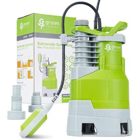 Green Expert 1.5HP Submersible Sump Pump Powerful 6000GPH High Flow Full Stainless Steel with tethered Float Switch for Automatically Water Draining in Flooded Basement Pit Sewage Sink Pool Hot Tub