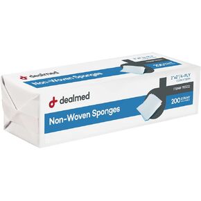 Dealmed Non-Woven Gauze Sponges - 200 Count, 4-Ply, 2x2 Inch All-Purpose Non-Sterile Gauze Pads, Absorbent Dental Gauze Wound Care Product for First Aid Kit/Medical Facilities (5 Pack)