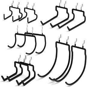 INCLY 10 PCS Heavy Duty Peg Board Hooks for Hanging Tools, 1/4" Large Pegboard Drill Holder Hook Accessories, Double Hooks Tool Utility Hanger for Drill, Power Tools, Workbench, Garage, Craft