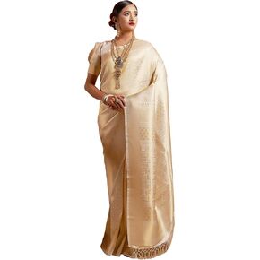Sarees for Women Banarasi Kanjivaram Silk Indian Sari | Diwali Wedding Gift Woven Saree & Unstitched Blouse