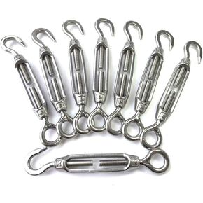 HEVERP 6Pcs M6 Stainless Steel Hook & Hook Turnbuckle, Shade Sail Hardware, Heavy Duty Wire Rope Tension, Antirust, C to C Turnbuckles