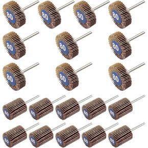 Mixiflor 100 Pcs Abrasive Flap Wheel Sander 80 Grit 1/8" Shank Diameter 32mm 3/8" Thick and 1" Abrasive Sandpaper Flap Sanding Wheel Grinding Head Rotary Tool for Grinding and Polishing