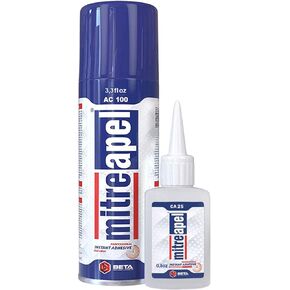 MITREAPEL CA Glue with Activator (3 x 0.80 oz - 3 x 3.30 fl oz.) - CA Glue for Woodworking - Cyanoacrylate Glue and Activator Spray - Crazy Glue, Super Glue for Crafts and DIY Projects - (3 Pk)