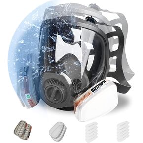 AMZYXUAN Full Face Gas Mask, Gas Masks Survival Nuclear and Chemical with 40mm Activated Carbon Filter, Reusable Respirator Mask for Gases, Vapors, Dust, Chemicals