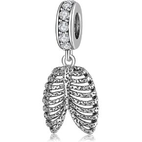 AIEGNOS Skull Charms for Bracelet 925 Sterling Silver Black Gold Anatomical Heart Lung Brains Charms Skull Skeleton Gothic Butterfly Charms for Bracelet Necklace for Mother Daughter Sister