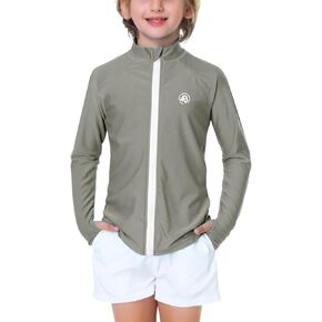AOBUTE Unisex Kids Zipper Rash Guard Boys UPF 50+ UV Protection Sun Shirt with Thumb Hole 3-12 Years