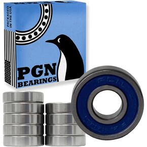 PGN (10 Pack) R4-2RS Bearing - Lubricated Chrome Steel Sealed Ball Bearing - 1/4"x5/8"x0.196" Bearings with Rubber Seal & High RPM Support
