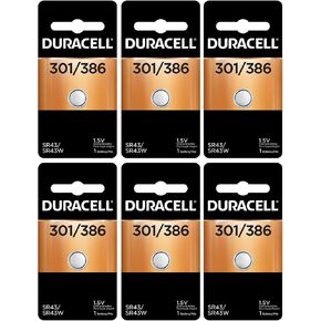 Duracell 1.5 Volt Silver Oxide Battery 301/386 (6 per pack)