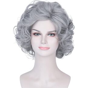 M MISS U HAIR المرأة قصيرة مجعد البلاتين شقراء زي شعر مستعار السيدة العجوز شعر مستعار اصطناعي للحفلات اليومية مظهر 70 in Kuwait