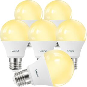 لمبة إضاءة LED Linkkind A19، مصابيح إضاءة مكافئة 60 وات، 9 وات 2700 ك أبيض ناعم، 800 لومن لمبة LED غير قابلة للتعتيم، قاعدة قياسية E26، قائمة UL موفرة للطاقة، 6 عبوات مصابيح LED لغرفة النوم والمكتب المنزلي