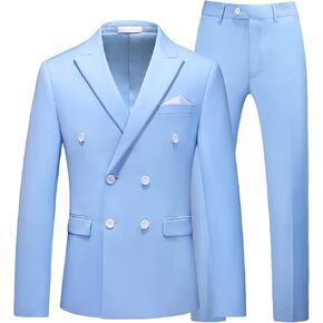 UNINUKOO Mens Suits 2 Piece Tuxedo Double Breasted Black Suits for Men Formal Blazer Jacket Pants US Size 42 Mint Green