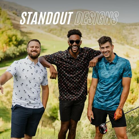 YATTA GOLF Standout Performance Golf Polo Shirts – Men’s – Subtle Pines – L in Kuwait