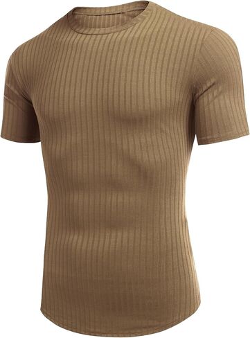 URRU Men's Muscle T Shirts Stretch Short Sleeve Bodybuilding Workout Casual Slim Fit Tee Shirts in Kuwait