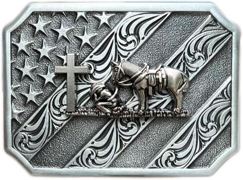 حزمة صندوق هدايا POSKLA، حزام الثور طويل القرن بإبزيم العلم الأمريكي، أحزمة كاوبوي كونتري للرجال in Kuwait