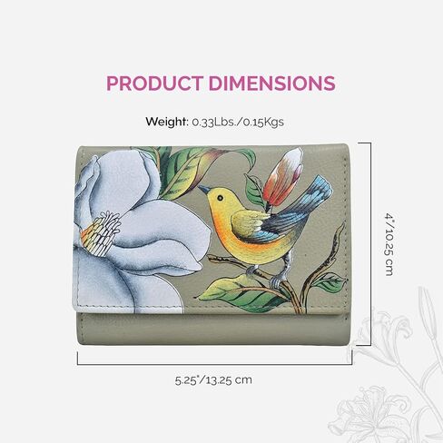 Anna by Anuschka Women's Hand-Painted Genuine Leather Ladies Three Fold Wallet in Kuwait
