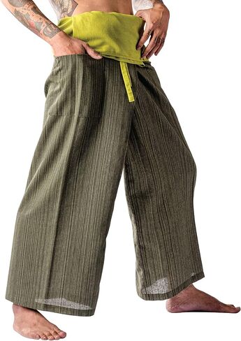 LannaPremium Thai Fisherman Pants for Men Women Yoga Pants 2 Tone - Martial Arts Pants Red Black in Saudi Arabia