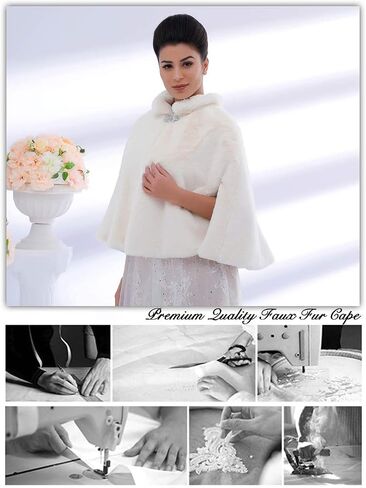 Aukmla Bride الزفاف فو الفراء الرأس الزفاف الفراء سرق الأغطية والشالات الشتاء Capelet للنساء والفتيات in Kuwait
