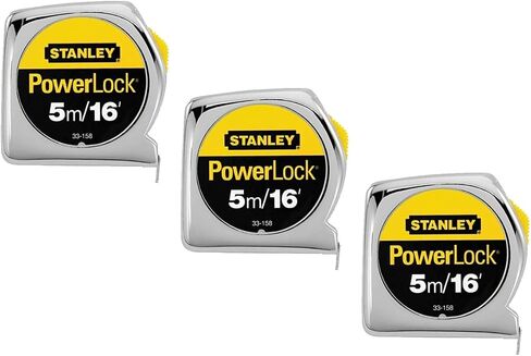 Stanley 33425 Powerlock II Power Return Rule, 1-Inch x 25ft, Chrome/Yellow in Kuwait
