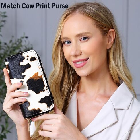 Nabegum Cow Print Wallet Cow Stuff Gifts for Women Ladies Slim Purse Credit Card Holder in Saudi Arabia