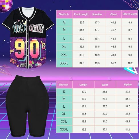 WILDPARTY 80s 90s Outfit for Women, Unisex Hip Hop Costume Baseball Jersey Shirt Yoga Pants Rapper Accessories in Kuwait