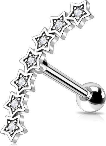 Melighting 16G هيليكس أقراط الأذن العليا الغضروف أقراط الفولاذ المقاوم للصدأ 316L الزنمة ثقب المجوهرات واضح تشيكوسلوفاكيا محارة ثقب المجوهرات أقراط ترصيع للنساء هيئة ثقب المجوهرات in Kuwait