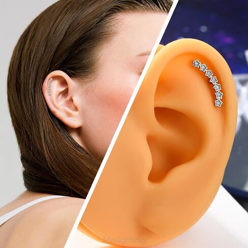 Melighting 16G هيليكس أقراط الأذن العليا الغضروف أقراط الفولاذ المقاوم للصدأ 316L الزنمة ثقب المجوهرات واضح تشيكوسلوفاكيا محارة ثقب المجوهرات أقراط ترصيع للنساء هيئة ثقب المجوهرات in Kuwait