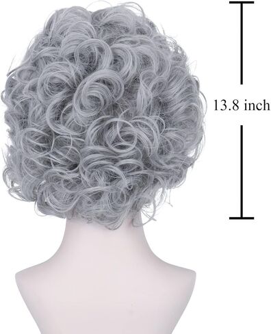 M MISS U HAIR Women's Short Curly Platinum Blonde Costume Wig Old Lady Wig Synthetic Everyday Party Wig 70’s Look in Kuwait