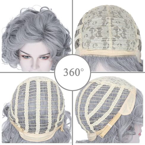 M MISS U HAIR Women's Short Curly Platinum Blonde Costume Wig Old Lady Wig Synthetic Everyday Party Wig 70’s Look in Kuwait