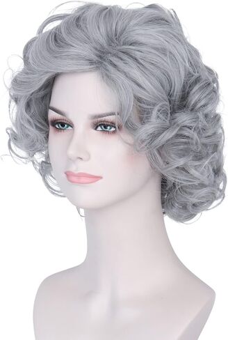 M MISS U HAIR Women's Short Curly Platinum Blonde Costume Wig Old Lady Wig Synthetic Everyday Party Wig 70’s Look in Kuwait