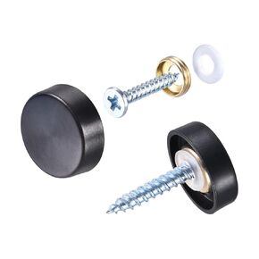 METALLIXITY Mirror Screws (30mm/1.18") 12Pcs, Decorative Cover Cap Nails Brushed - for Sign Advertising Hardware, Construction, Black